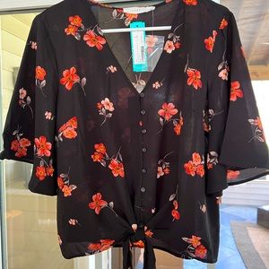 LUSH Tie Front Blouse